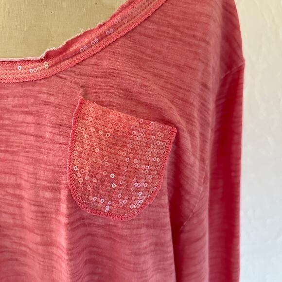 LULU B | Womens Pullover Cotton Top Sequin Trim Size 1X Pink Whimsical Lagenlook - Picture 9 of 10